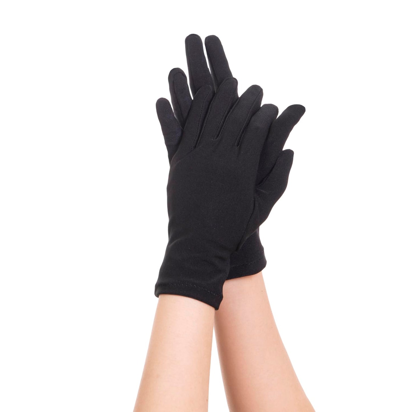 Vonokee Adult Spandex Gloves,Short Stretchy Opera Gloves for Halloween Party Costume 1920s Flapper Accessories (Black)