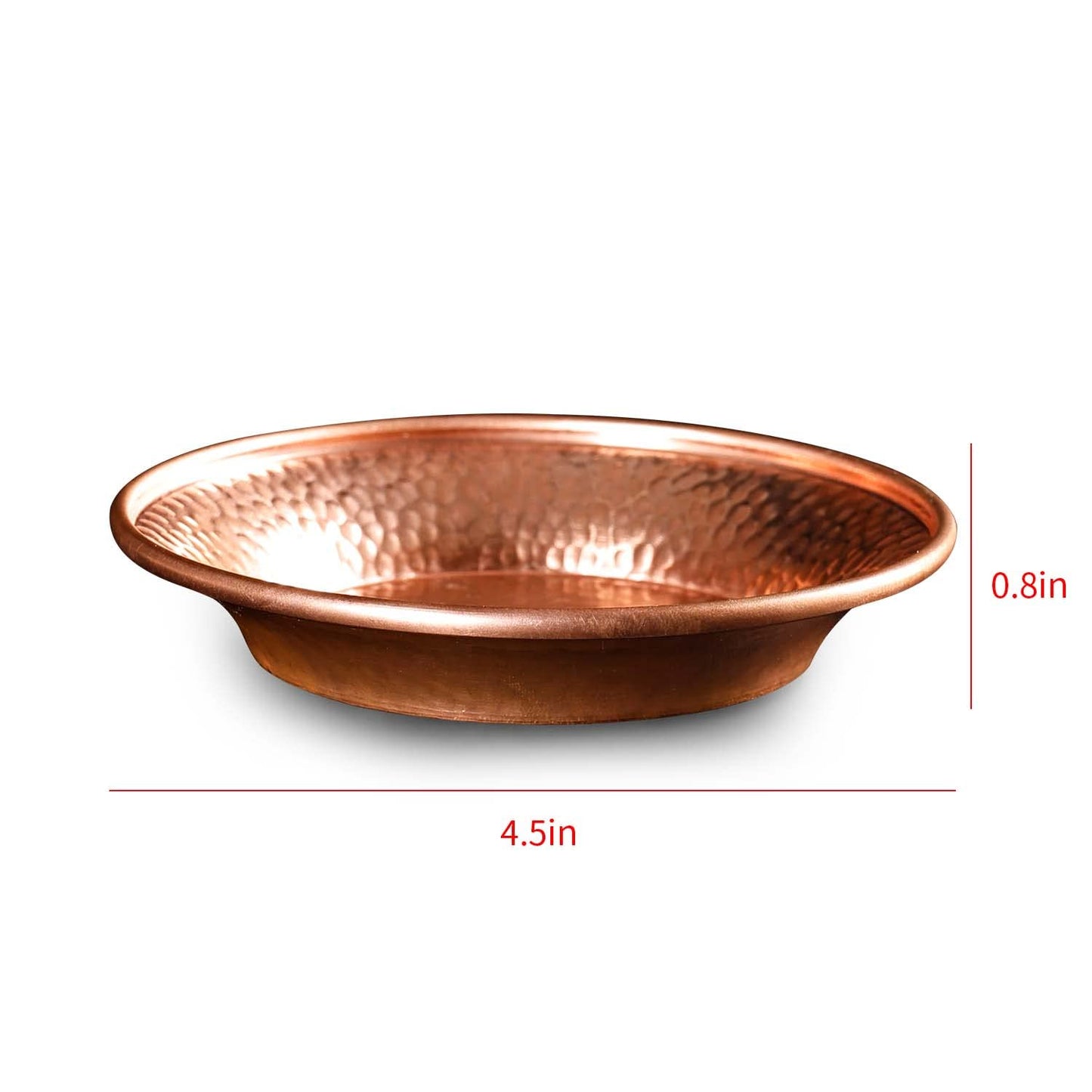Amitofo 4.5”Copper Decorative Bowl Hand-Hammered by Tibet for Sauces Plate, Dips Tray Smudging Bowl, Offering Bowl, Incense Burner Holder, Ash Catcher,Jewelry Dish