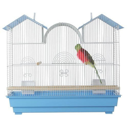 Prevue Hendryx Triple Roof Cockatiel Cage, Blue and White