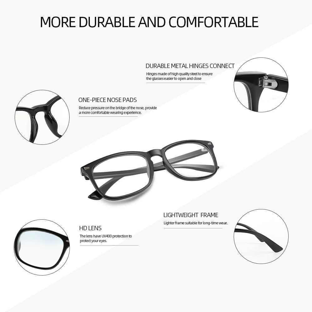NZKNP Blue Light Glasses for Woman,Blue Light Glasses,Blue Light Glasses Men,Bluelight Glasses Womens,Blue Light Blocking Glasses,Clear Black Fake Glasses,Gaming Glasses Accessories,Computer Glasses