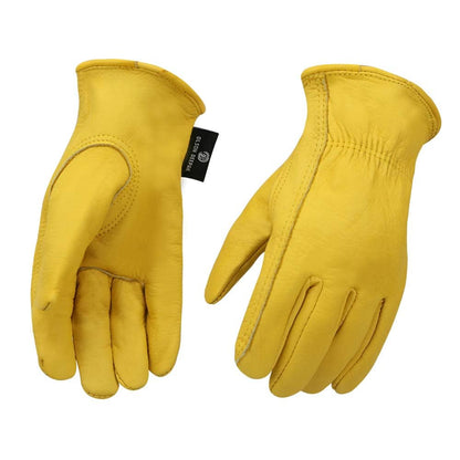 OLSON DEEPAK Cowhide Leather Work Gloves for Men and Women,Gardening Gloves,Driving Gloves (1, Large) …