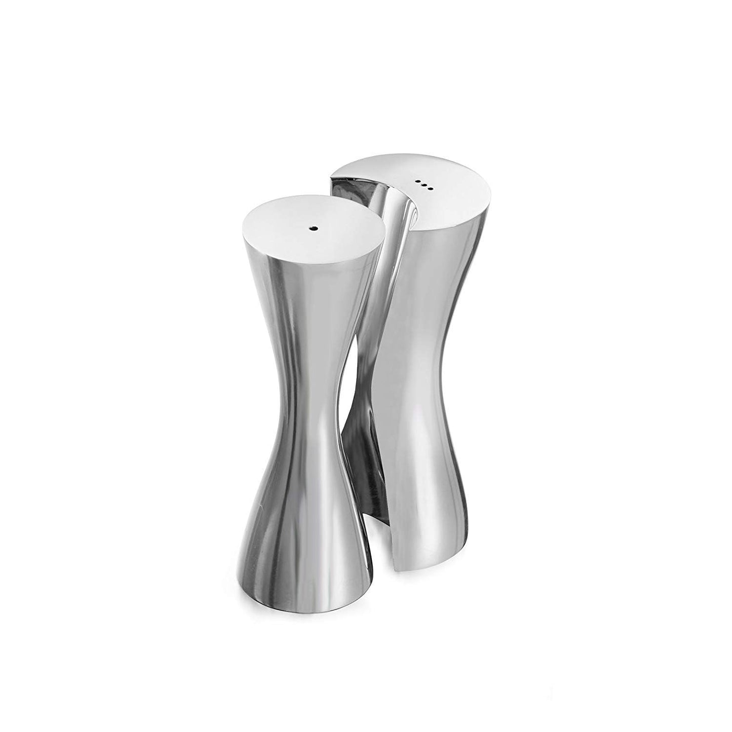 nambe Hug Salt & Pepper Shakers | 2-Piece Set | Kitchen Tool | Salt Sugar Spice Pepper Seasoning Bottle for Table, RV, Camp, BBQ | 1-Ounce | Made of Metal Alloy | Designed by Karim Rashid