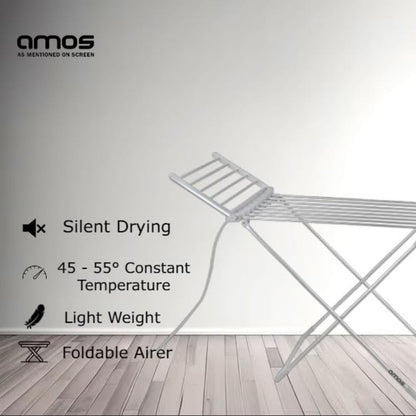 AMOS 230 Electric Heated Clothes Dryer Rack with Cover, Folding Energy-Efficient Indoor Laundry Airer for Fast Drying, Portable & Compact