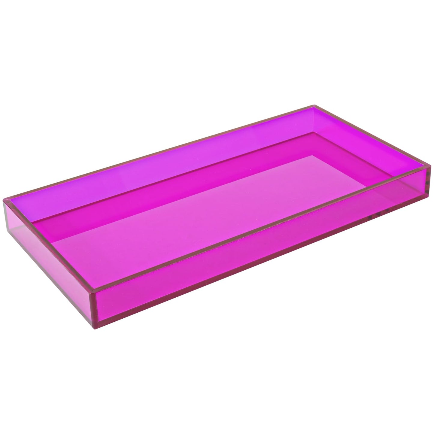 Acrylic Tray for Vanity Makeup Perfume Jewelry 12x6'' Small Decorative Tray for Bathroom Dresser Tops Candle Sink Counter, Purple