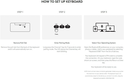 Logitech K380 Bluetooth Keyboard – Windows, Mac, Chrome OS, Android, iPad, iPhone, Apple TV Compatible – with Flow Cross, Dark Grey, Bulk Packaging