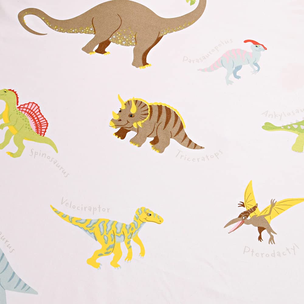 NATURETY Bedding Fitted Sheet with Deep Pocket,Dino Printed Fabric Bed Sheets,Soft Dino Pattern Sheets for Kids Twin Size Bed (White(Dinosaur), Twin)