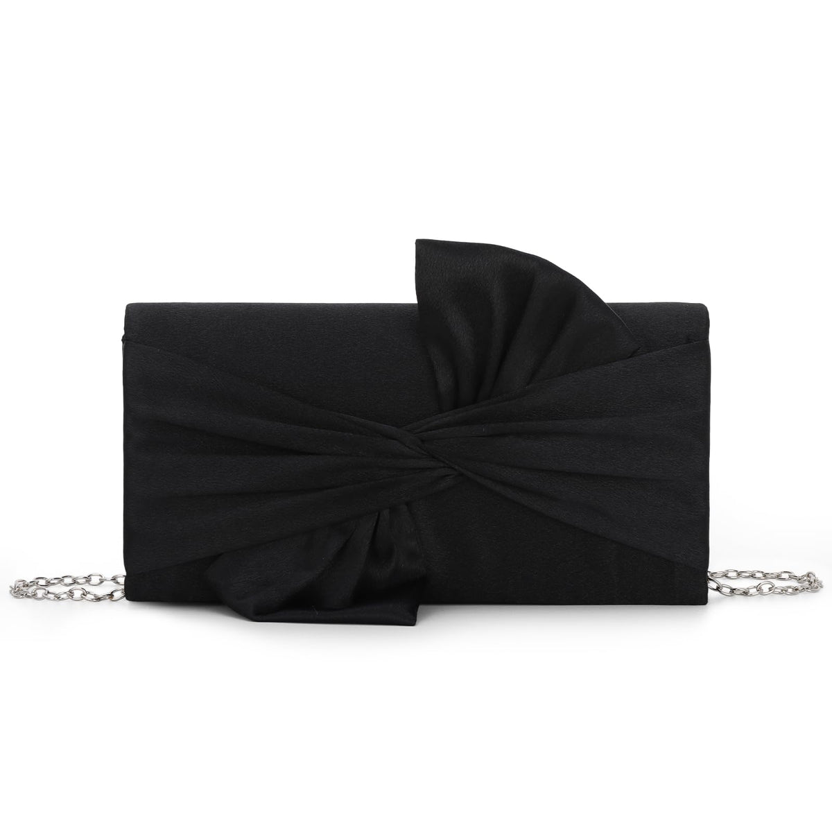 Fecialy Satin Clutch Purses for Women Bow Flap Evening Bag Formal Elegant Handbags for Bridal Wedding Party