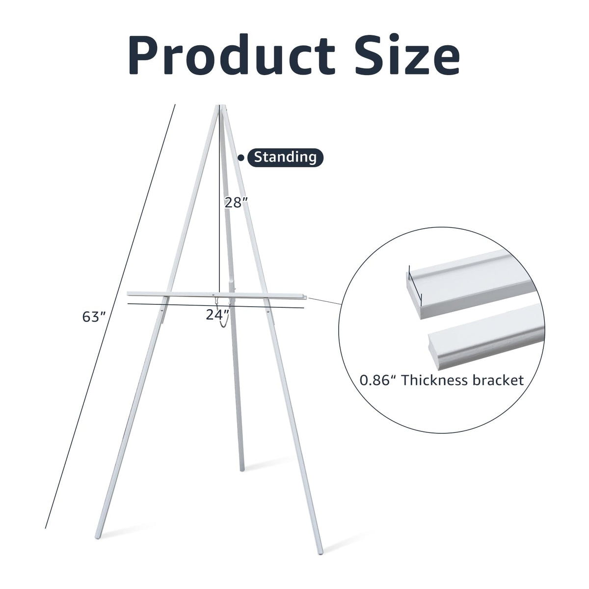 NianFeng Wooden Easel Stand for Sign, Easel Display Stand Floor for Wedding Sign with Adjustable Tray, 63-Inch, Tripod A-Frame Poster Light Duty, Welcome, Art Show & Baby Shower (White)