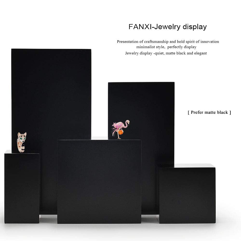 Oirlv Solid Wood Minimalism Style Jewelry Display Stand Showcase Jewelry Organizer Black Square Holder (SM05304)