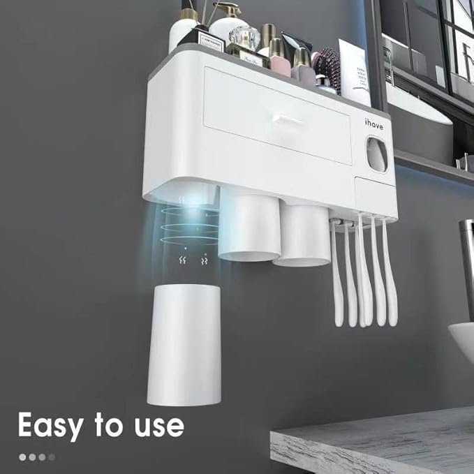 iHave Toothbrush Holders for Bathrooms, 3 Cups Toothbrush Holder Wall Mounted