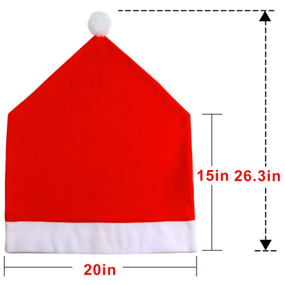 KIMOBER 6 Pcs Christmas Chair Covers Decor,Santa Claus Hat Christmas Chair Slipcovers Sets for Christmas Dinning Decoration