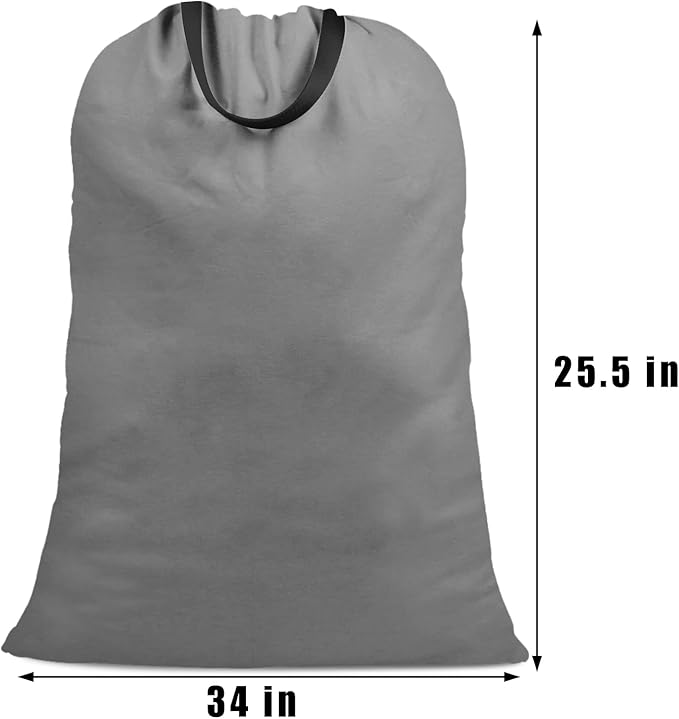 Cotton Canvas Laundry Bag with Handles & Drawstring Straps, Heavy Duty Extra