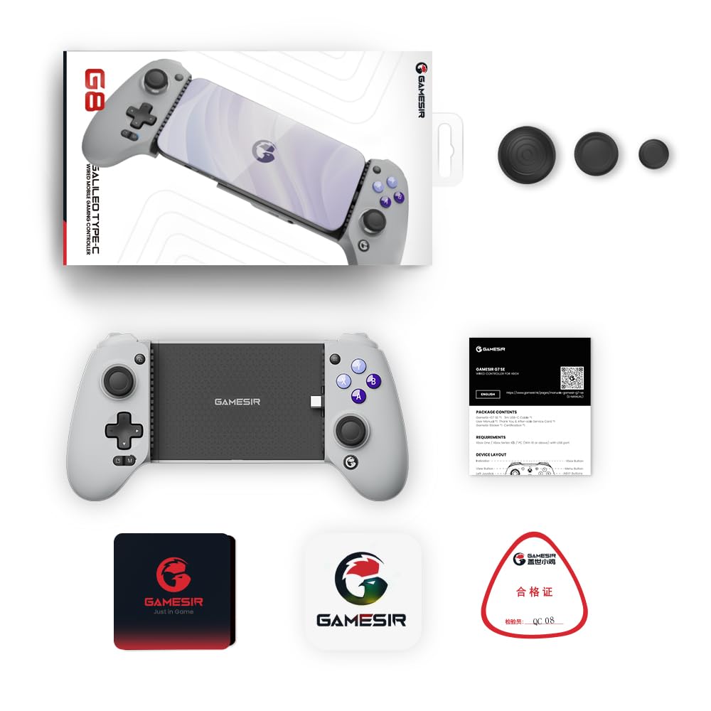 GameSir G8 Galileo Type-C Mobile Gaming Controller for Android & iPhone 15 Series (USB-C), Plug and Play Gamepad with Hall Effect Joysticks/Hall Trigger, 3.5mm Audio Jack