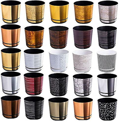 KORAD Wood Large Flower Indoor Plant Pot with Saucer Plastic Gloss Modern Decorative Planter with Drainage Holes, 6 Sizes, 25 colours (26 cm - 10.2 inch)
