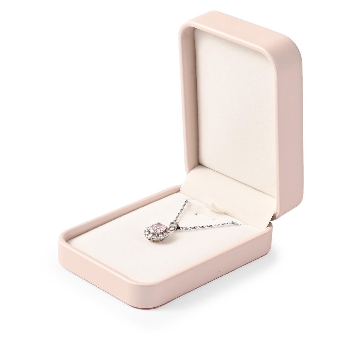 Papten PU Leather Necklace Gift Box Velvet Interior Jewelry Gift Box Necklace Bracelet Chain Case for Wedding Birthday Mother's Day,Valentine's Day (Pink)