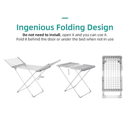 AMOS 230 Electric Heated Clothes Dryer Rack with Cover, Folding Energy-Efficient Indoor Laundry Airer for Fast Drying, Portable & Compact