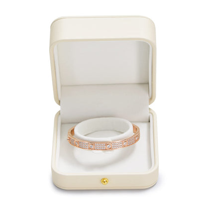 Oirlv Gorgeous Bracelet Gift Box Leather Bangle Box for Jewelry Gift White Velvet Interior Bangle Bracelet Storage(White)