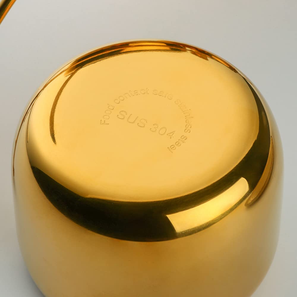 Color ME! Stainless Steel Condiment Pots Color Me Kitchen Condiment Jars with Lids and Spoons Shatterproof Metal Seasoning Jars for Home and Restaurant, Large Capacity, (11.84 Oz), Gold