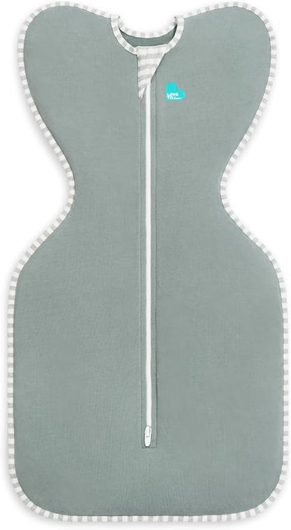 Love To Dream Swaddle Up, Small 3.5-6 kg - Deep Olive, Snug Fit, Supports Healthy Sleep Routine, 1.0 Tog - Ideal for 20-24°C Temperatures, Machine Washable Cotton & 2 Zips for Easy Nappy Changes