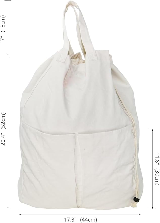 Pack of 2, 100% Breathable Cotton Canvas Laundry Backpack