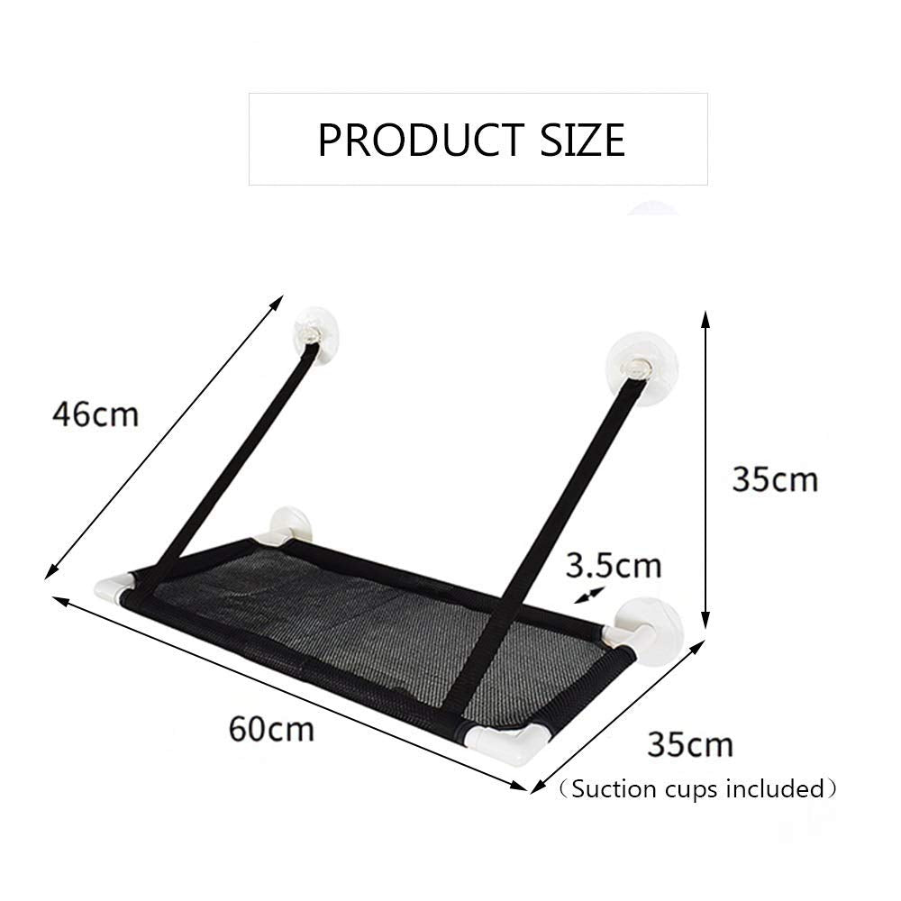 Afufu Cat Hammocks Window, Cat Window Seat, Sunny Seat Perches 4 Big Suction Cups Holds Up 10kg, Space Saving and Safety Mounted Bed (Black)