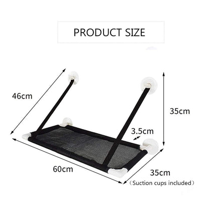 Afufu Cat Hammocks Window, Cat Window Seat, Sunny Seat Perches 4 Big Suction Cups Holds Up 10kg, Space Saving and Safety Mounted Bed (Black)
