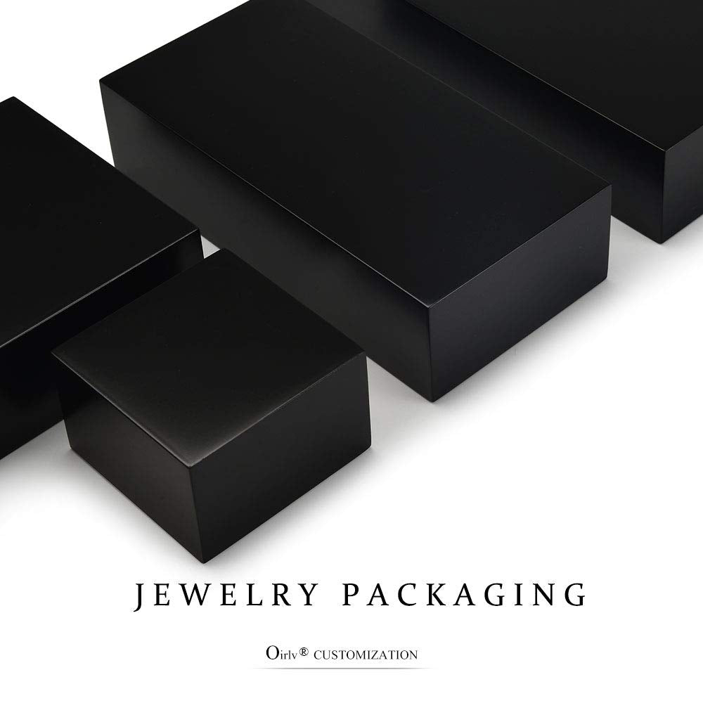 Oirlv Solid Wood Minimalism Style Jewelry Display Stand Showcase Jewelry Organizer Black Square Holder (SM05304)