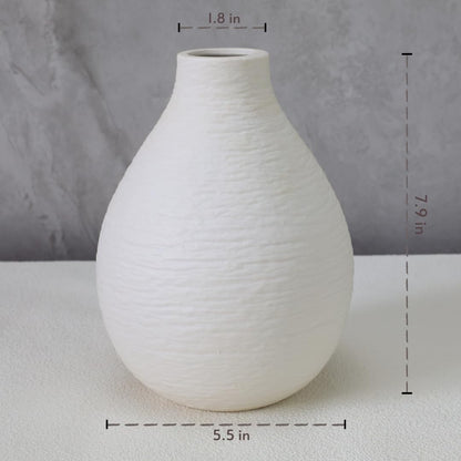 bewbews Snow Inspired Flower Vase, Ceramic Vases, White Vases, Minimalist Design for Elegant Home Decor for Coffee Table, Office Desk, Living Room, Mantel, Bedroom, Bookshelf Decoration