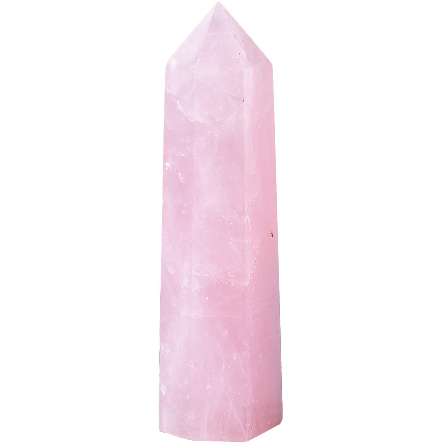 MOGEMT Natural Rose Quartz Obelisk Tower Large Healing Crystal Wand Point 6 Faceted Reiki Chakra Meditation Therapy 1-1.5 LBS
