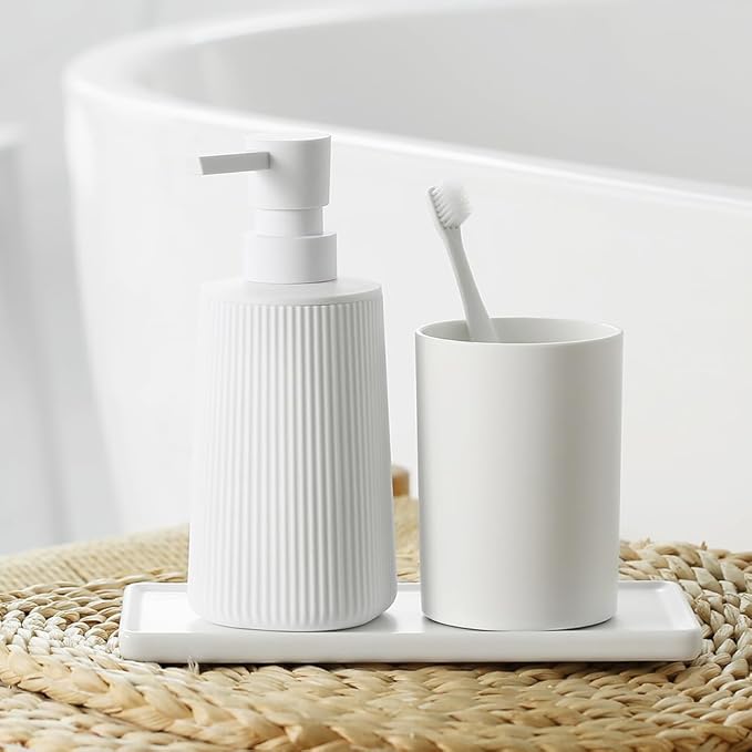 Small Soap Dispenser for Bathroom and Kitchen, Modern Farmhouse Striped Style