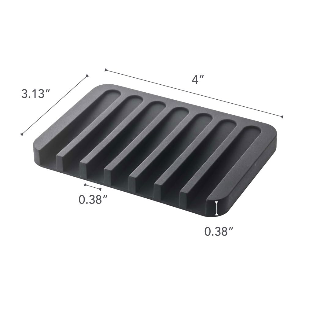 YAMAZAKI Home Flow Soap Tray - Silicone Holder Dish for Sink - Silicone