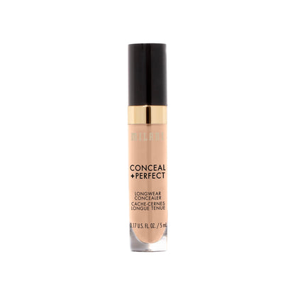 Milani Conceal + Perfect Longwear Concealer Full Coverage Infused with Hyaluronic Acid & Vitamin E, Cover Dark Circles, Blemishes & Skin Imperfections for Long-Lasting Wear - Light Nude