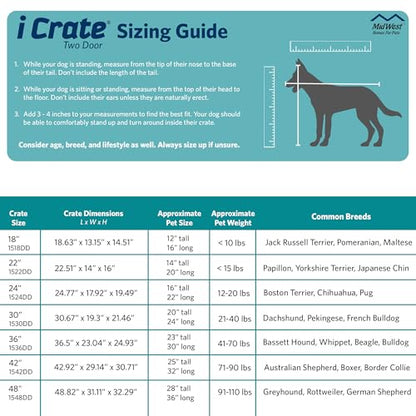 MidWest Homes for Pets Newly Enhanced Double Door iCrate 90.42 cm (36-Inch) Long Dog Crate, Includes Leak-Proof Pan, Floor Protecting Feet, Divider Panel & New Patented Features, Black, Model 1536DDU