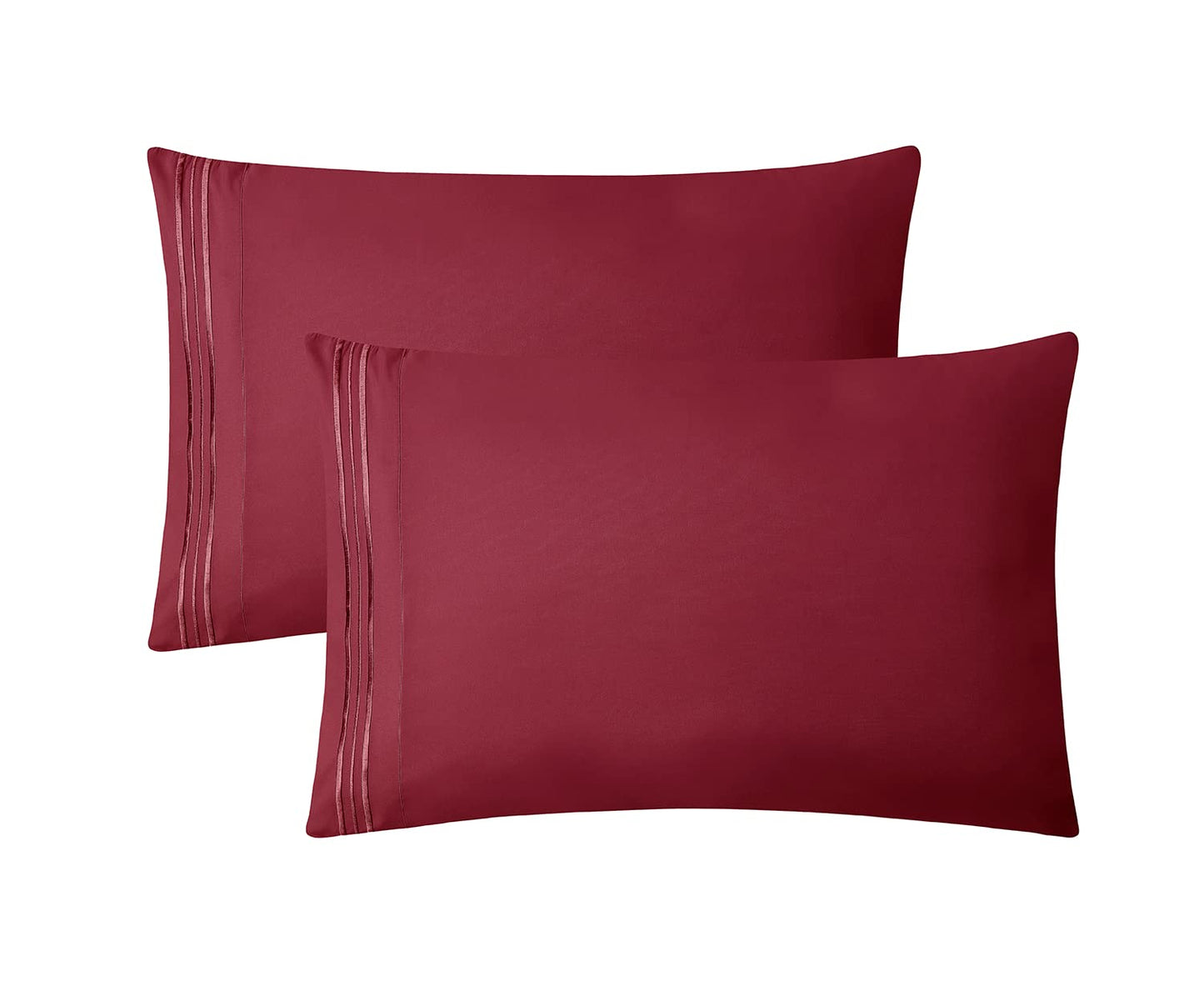 Clara Clark Bed Sheets, Premier 1800 Series 4 Piece Bed Sheet Set, Deep Pocket, Wrinkle, Fade, Stain Resistant, Luxury Soft Bedding Sheets & Pillowcases, Queen, Burgundy Red
