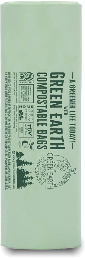 Green Earth Compostable Small Kitchen Food Scrap Trash Bags, Extra Thick 0.71