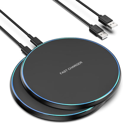Wireless Charger, Wireless Charging Pad Compatible with iPhone 16 15 14 13 12 11 Pro Max, 15W Max Fast Wireless Charging Pad Mat for Samsung Galaxy S23/S22/S21/S20/S10, AirPods Pro/3/2, 2 Pack