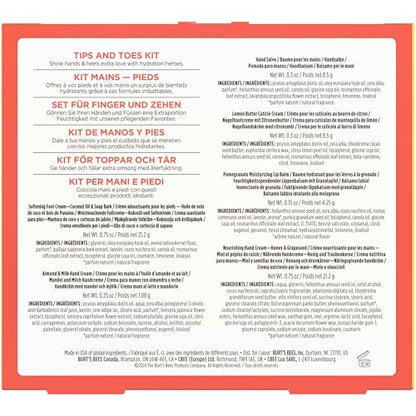 Burt's Bees Christmas Gifts - Tips and Toes Kit, 6 Travel Size Products for Stocking Stuffers - Pomegranate Moisturizing Lip Balm, 2 Hand Creams, Foot Cream, Cuticle Cream, and Hand Salve