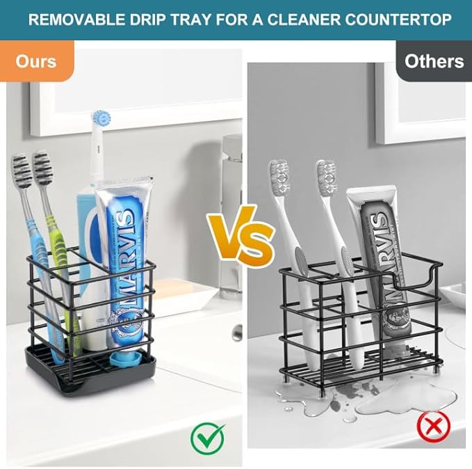 Toothbrush Holders for Bathrooms, Stainless Steel Bathroom Toothbrush Holder