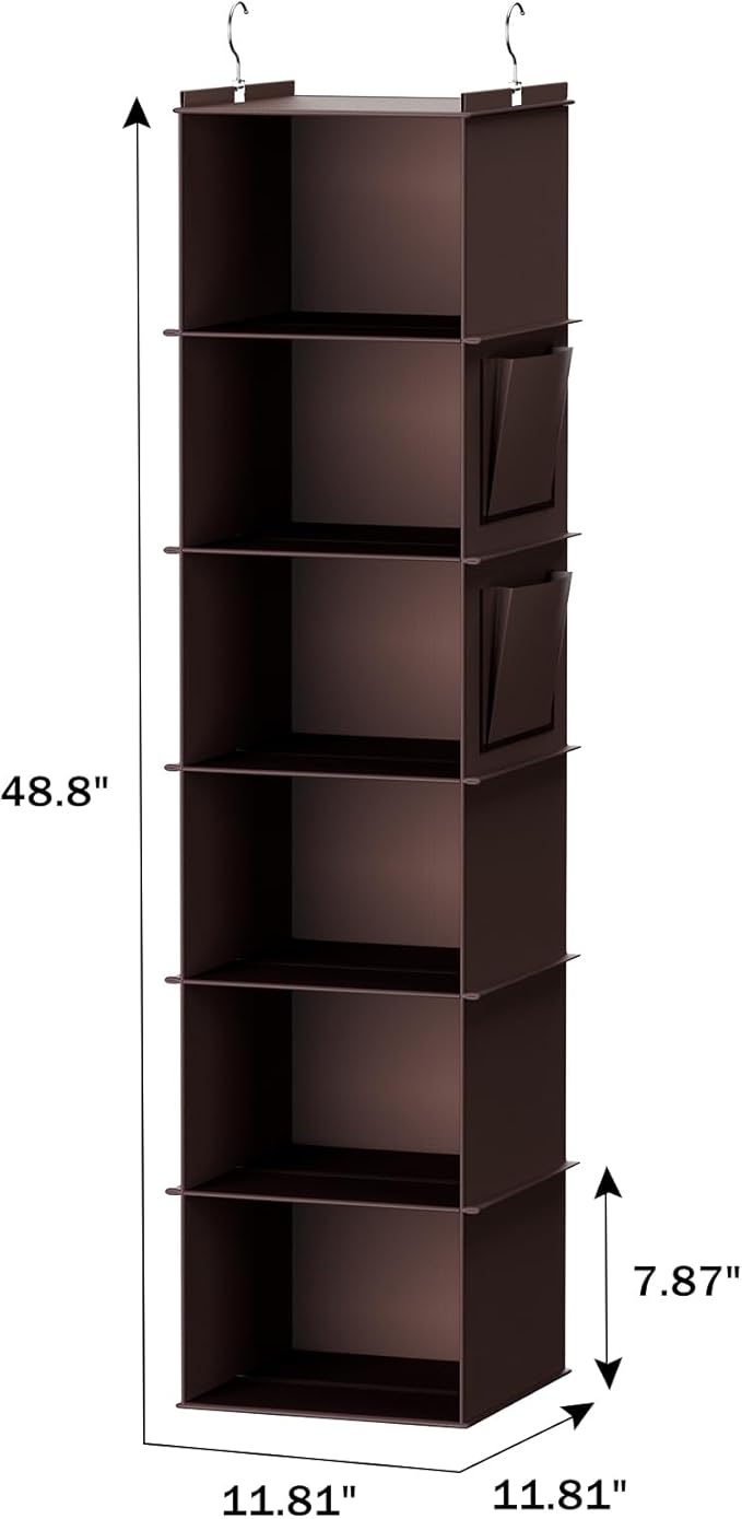 YOUDENOVA Hanging Closet Organizer, 6-Shelf Closet Hanging Storage Shelves