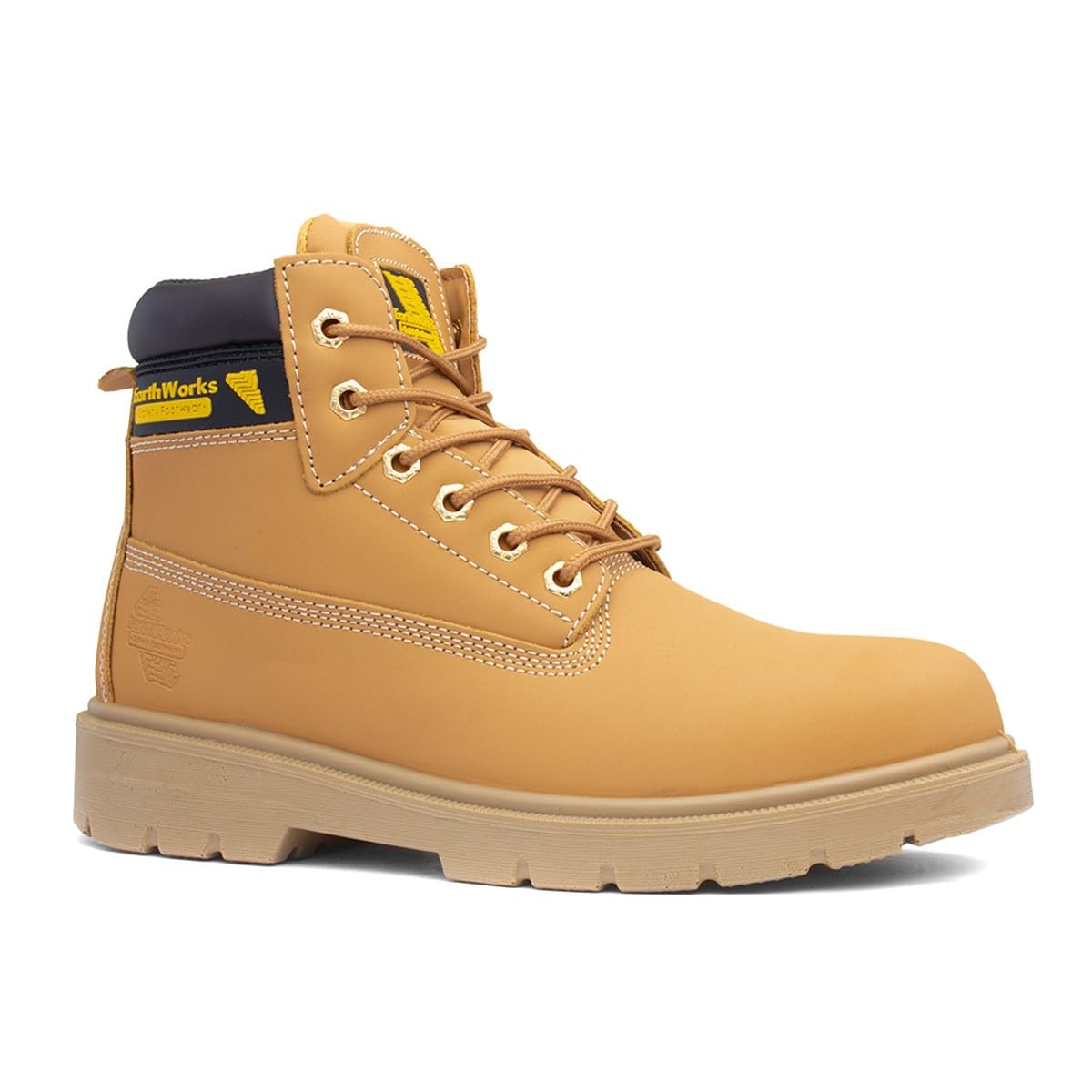 EarthWorks Safety - EarthWorks Hammer Mens Lace Honey Safety Boot - Size 10 UK - Gold