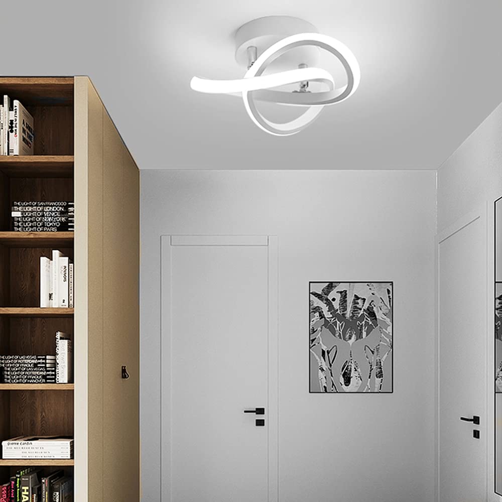 EIDISUNY Ceiling Light LED Lamp 2 Rings Creative Personality Nordic White Ceiling Lighting for Entrance Hallway Lights Ceiling Living Room Cool White Light 22W - White, Cold White Light 6000K