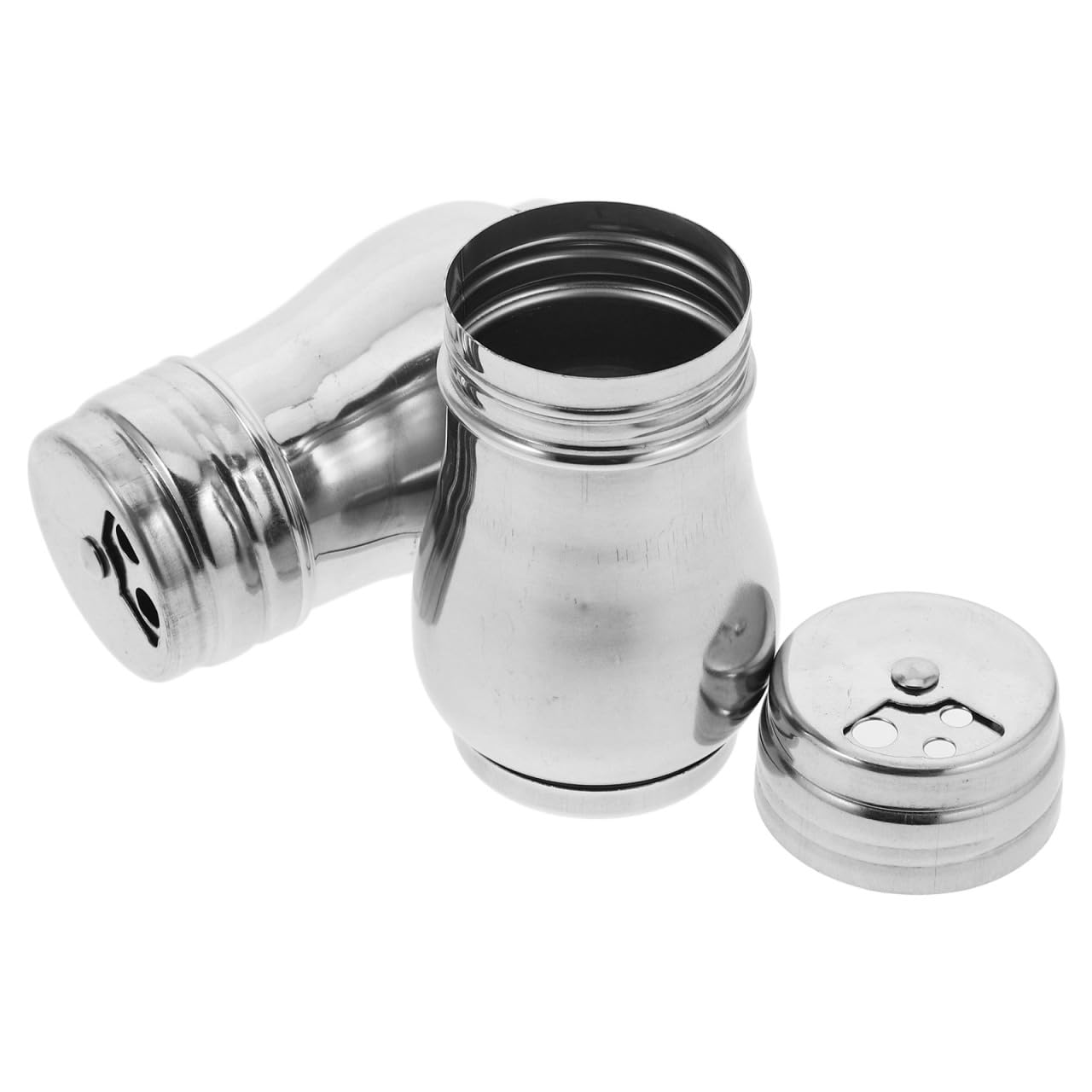 ELAYARD 2Pcs Castor Travel Shakers Mini Spice Jars Travel Salt Container Metal Salt ShakerSalt and Sugar ShakersTravelSaltShaker Mini Stainless Steel Silver
