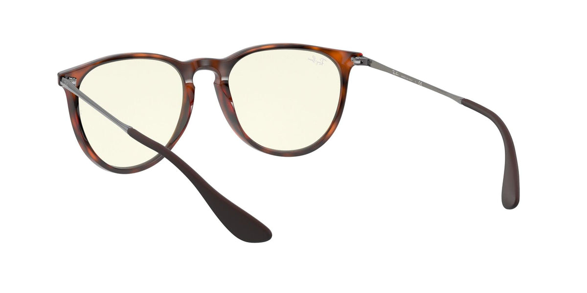 Ray-Ban RB4171 Erika Round Glasses, Rubber Havana/Clear Blue Light Filter, 54 mm