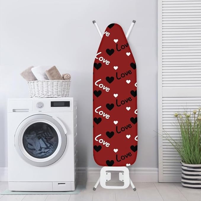 Love Heart Ironing Board Cover Black Red Retro 54x15 inches Applicable Standard