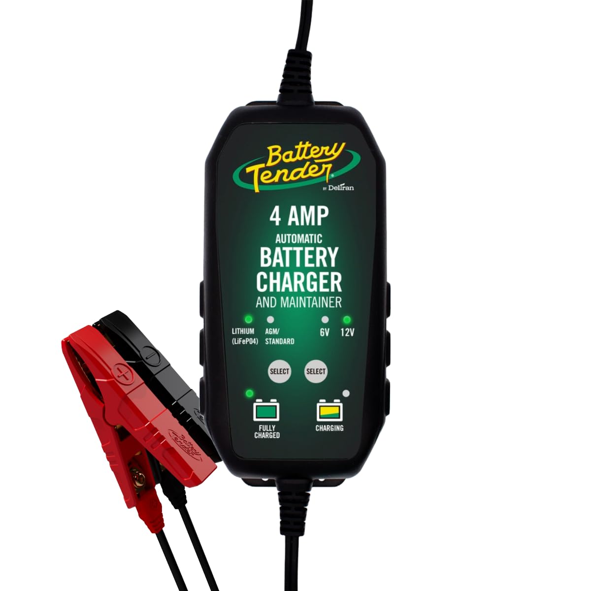Battery Tender 4 AMP Battery Charger and Maintainer - Automotive Switchable 12V or 6V Smart Automatic for Cars SUVs and Trucks - Lead Acid, AGM, Gel, & Lithium Battery Charger - 022-0209-BT-WH