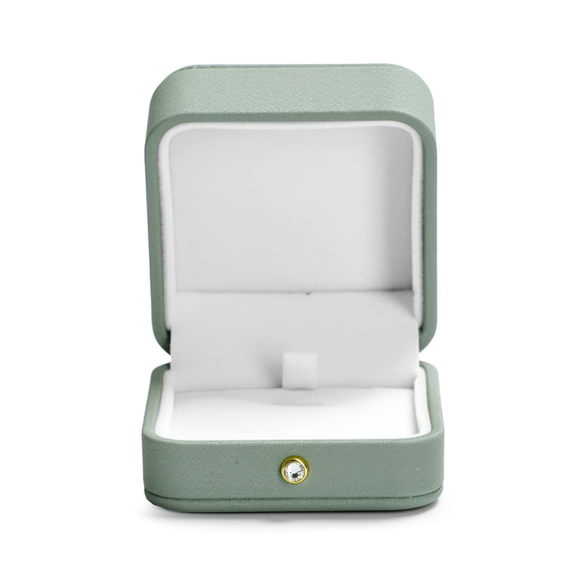Woodten Premium Green Leather Necklace Pendant Box Velvet Interior Jewelry Gift Box for Pendant Necklace