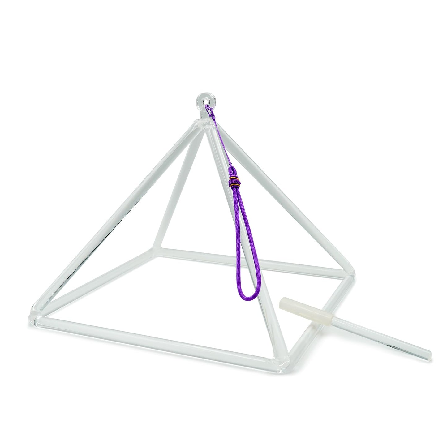 Siceeoly 12 inch Pyramid Quartz Crystal Singing Pyramid Handmade TransparentHealing Musical Instrument For Sound Healing Meditation With Crystal Singing Bowl Striker