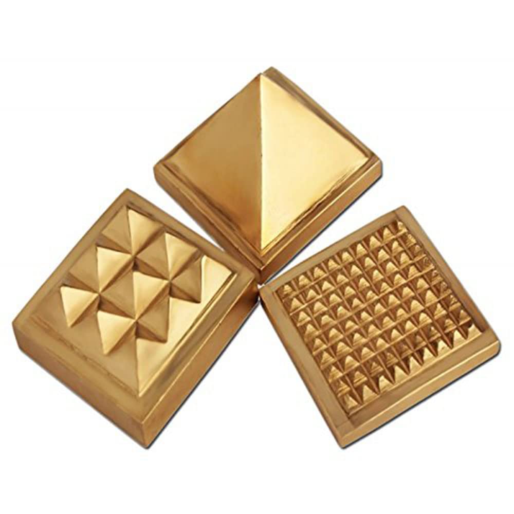 Ashtadhatu Vastu Pyramid Yantra (3 Pcs. Set) Brass Yantra (Pack of 3)