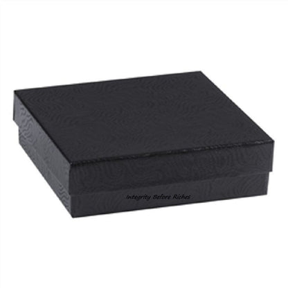 RJ Displays- 12 Pack Cotton Filled Cardboard Paper Jewelry Box with snug-fitting lids. Gift Case for Bracelets, Bangle, Necklaces, Brooch and Watches - Size: 3 1/2" x 3 1/2" x 1" (Black)