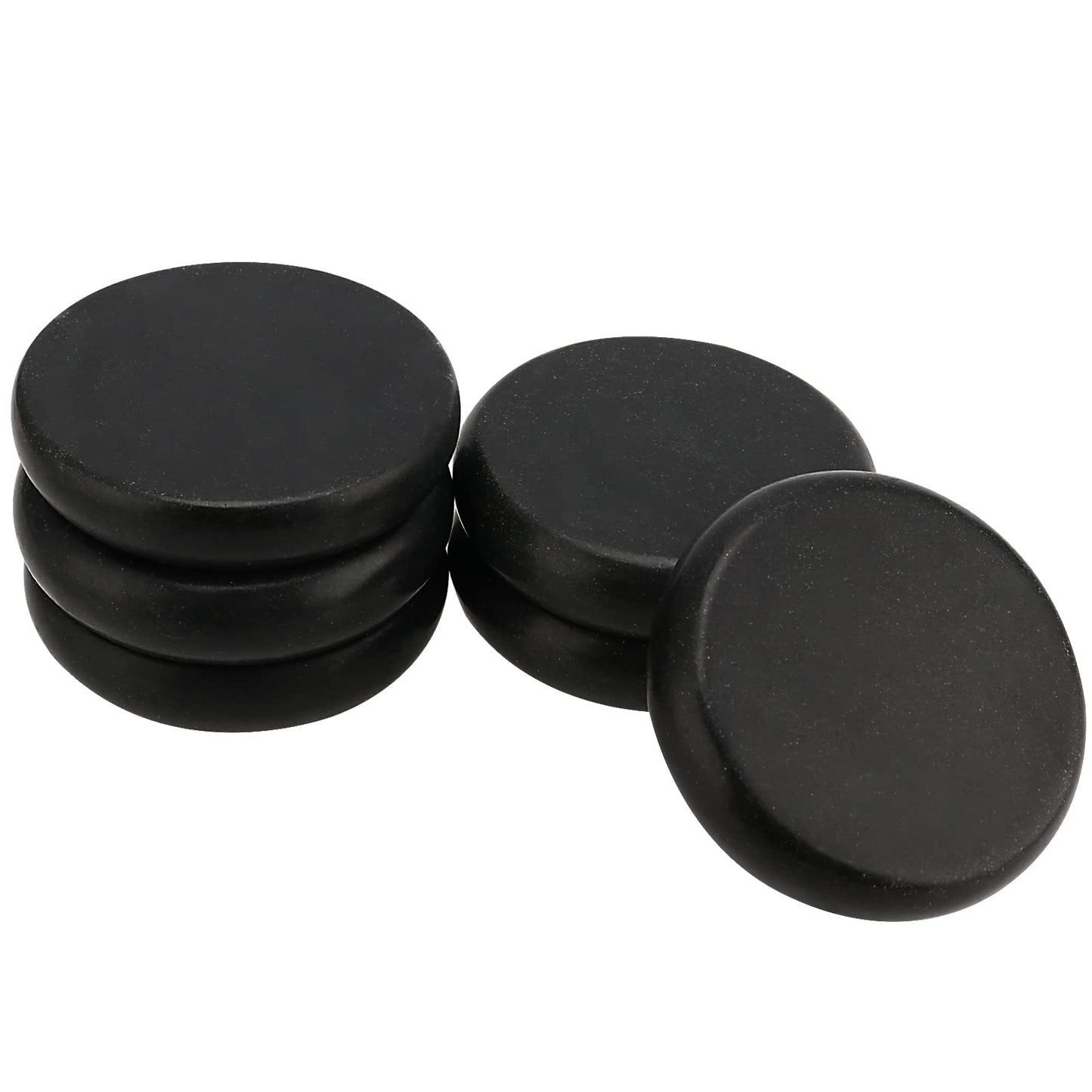 SOUJAP 16 Pack 3.15 Inch Basalt Massage Stones, Large Massage Hot Round Stones, Black Essential Basalt Rocks for Relaxation, Home Spa